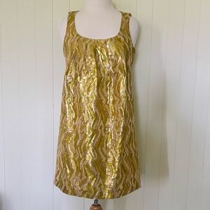 J Crew Collection 8 Gold Metallic Cocktail Party Mini Dress
